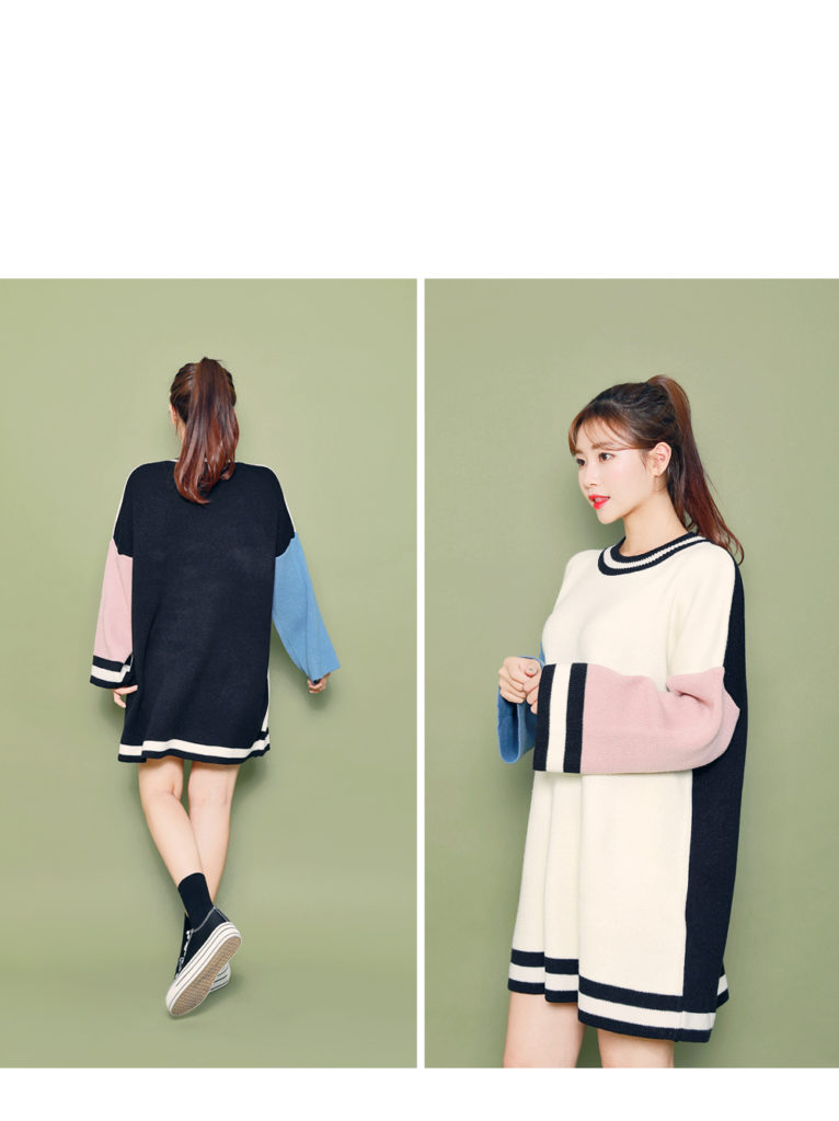 バイカラーオーバーフィットニット