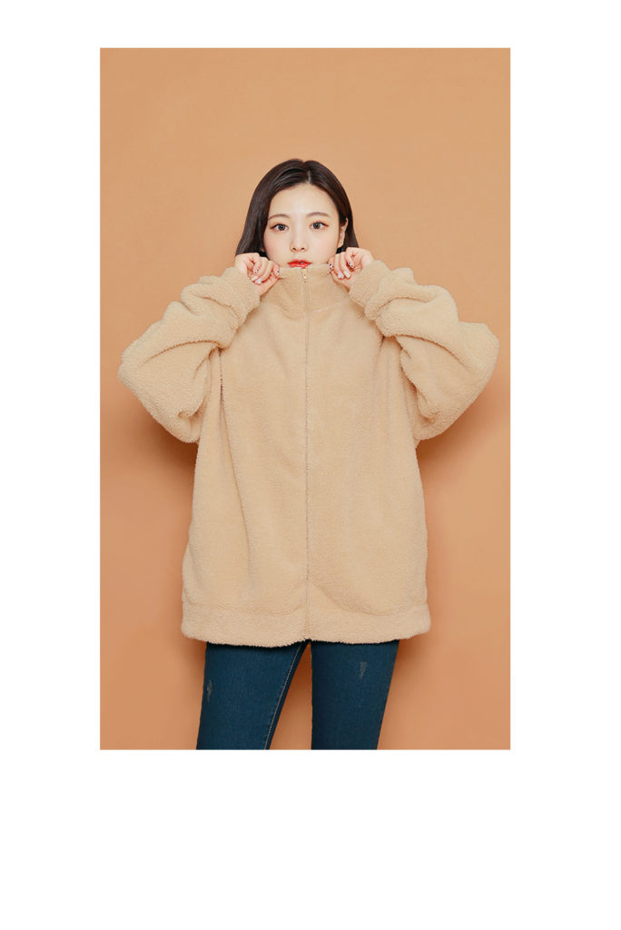 ハイネックルーズジップアップボアジャケット