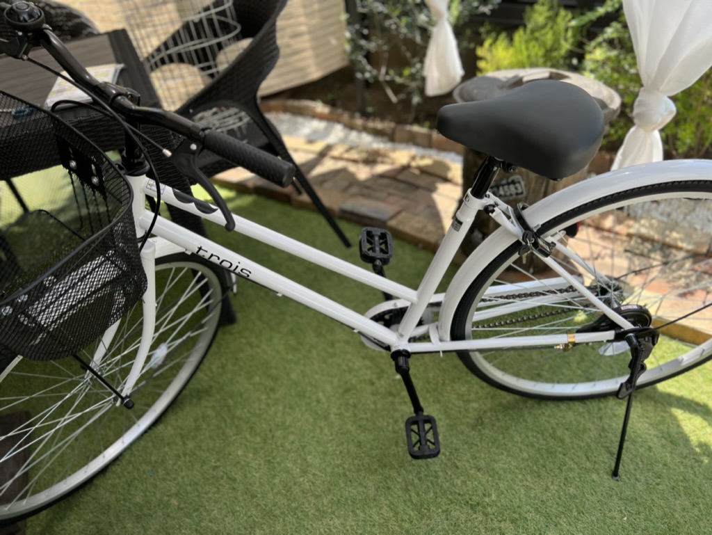 自転車をガゼボの下に入れる